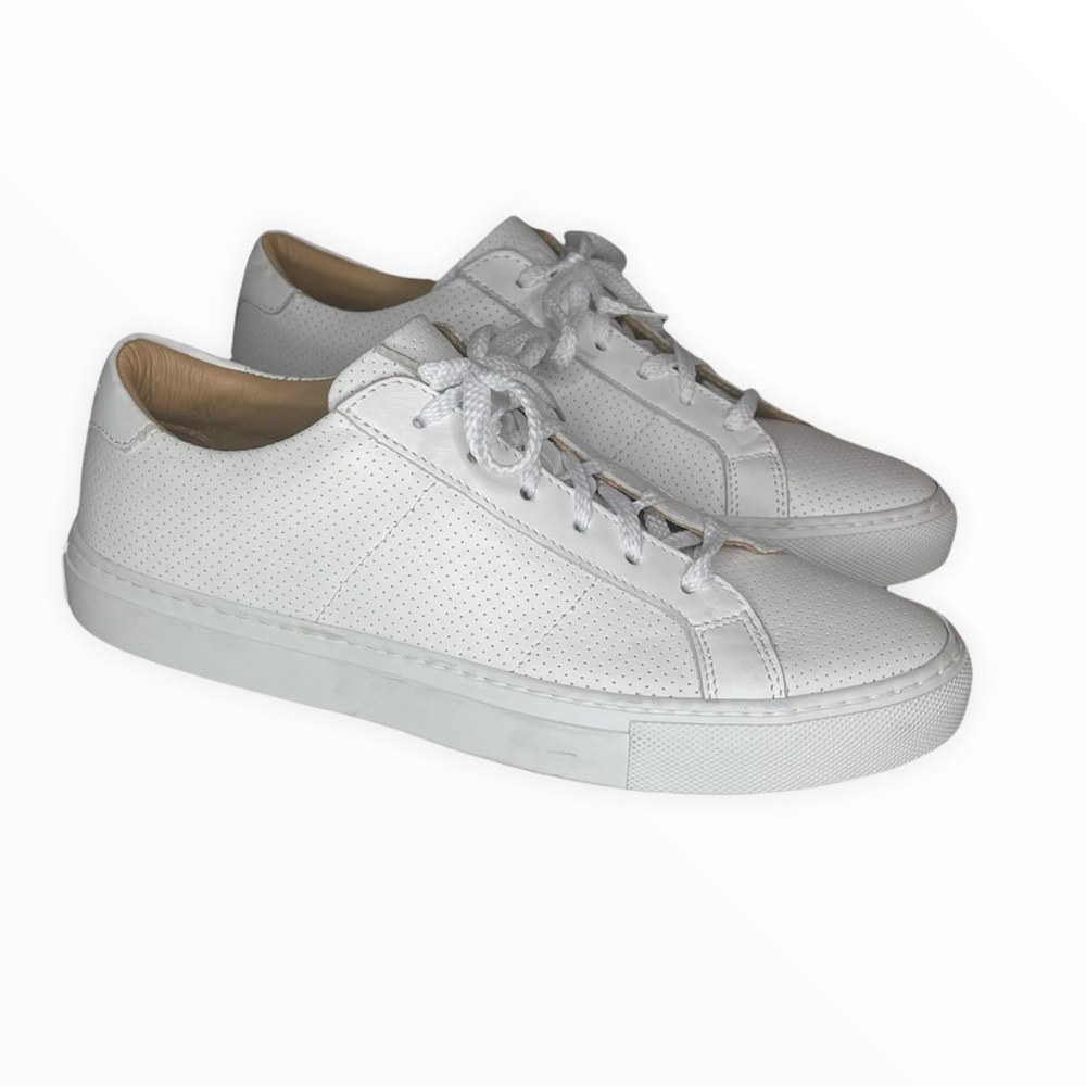 GREATS Brooklyn Royale White Perforated Leather Low Top Sneakers Size 9.5